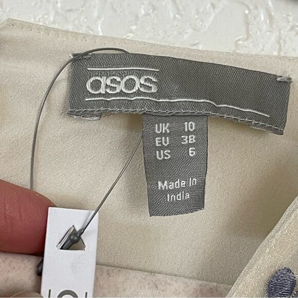 ASOS Design Floral Embroidered Organza Mini Dress in Cream Size 6 NWT - Picture 8 of 13